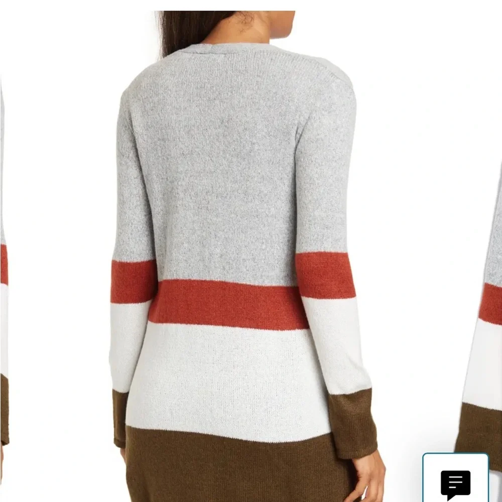 By Design Cardigant Sweater Womens colorblock striped cardigan casual  NWT - Picture 2 of 4